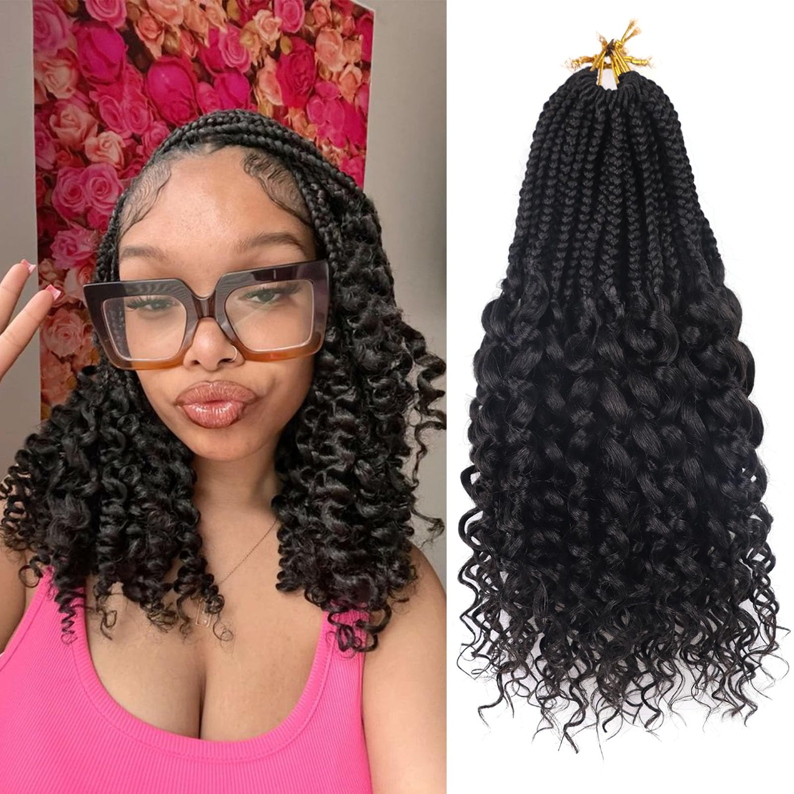 Photo 1 of 14 Inch Goddess Box Braids Crochet Hair New Short Crochet Braids for Black Women 7 Packs Pre Looped & Braided Micro Box Braid with Curly Ends for Daily - Easy Install Style & All Day Comfy (1B)
