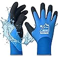 OriStout Winter Work Gloves for Men and Women, Touchscreen, Waterproof Gloves for Working in Freezer, Fishing and Gardening, Thermal Insulated, Super Grip, Blue, X-Large