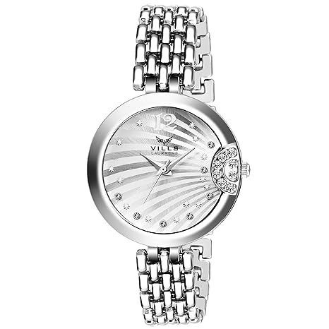 Vills Laurrens Quartz Movement Diva Collection Analogue Womens Watch (Silver Band, White Dial)