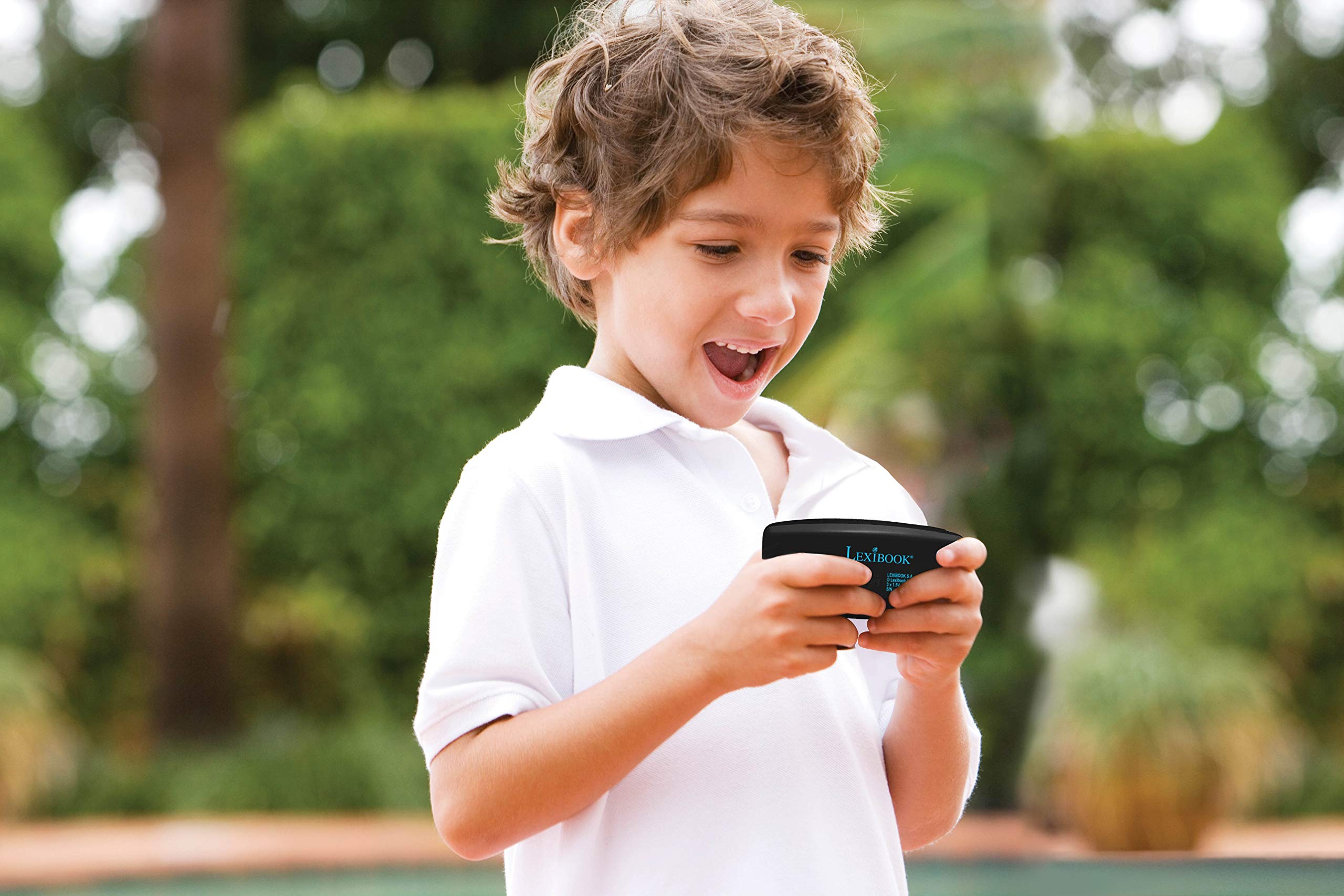 Lexibook Compact Cyber Arcade Portable Gaming Console, 250 Gaming, LCD, Battery Operated, Video Game for Children, Black/Blue/Green, JL2377