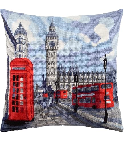Amazon.com: London. Needlepoint Kit. Throw Pillow 16×16 Inches