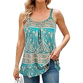 V FOR CITY Women Built-in Bra Camisole Adjustable Strap Tank Top Summer Loose Fit Cami Shirts S-3XL