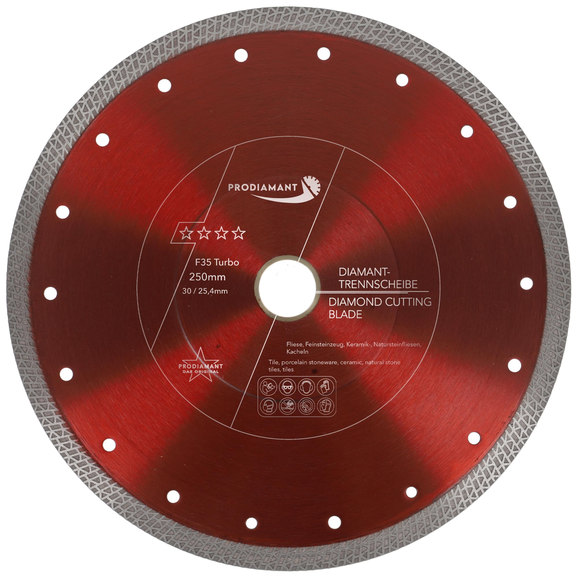 PRODIAMANT Premium Diamond Cutting Disc Tile Porcelain Stoneware 250 mm x 30 with Ring 25.4 mm Tile Disc for Table Machines