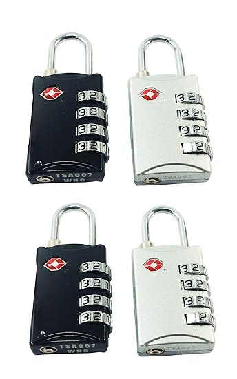 DOCOSS Metal Tsa Approved Password Combination Lock 4 Digit (Multicolour) - Pack of 4