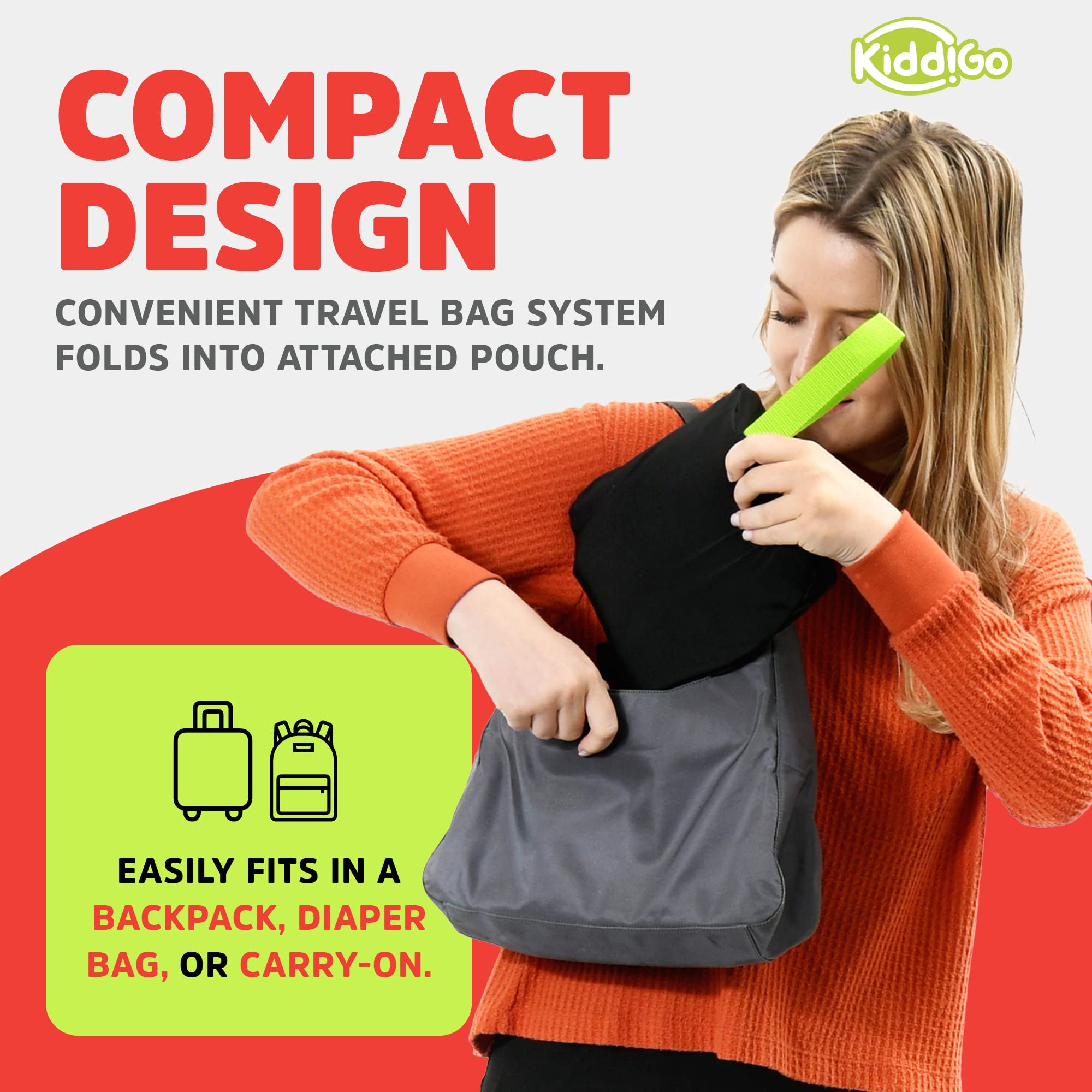 KiddiGo Umbrella Stroller Bag for Airplane Travel, Black and Green, 47