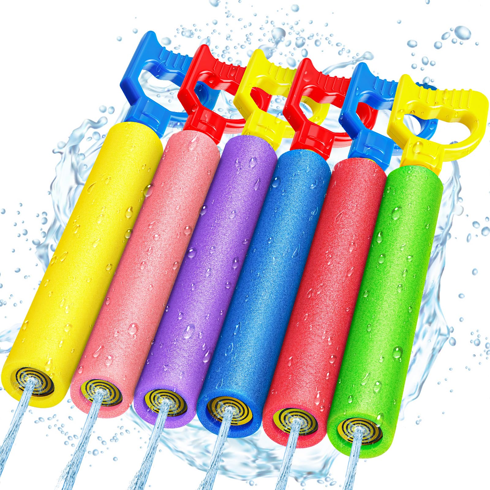 Photo 1 of Water Guns, 40 Ft Water Squirter Toys Foam Soakers Blaster Guns Outdoor Swimming Pool Beach Summer Party Water Toys for Kid Age 3-12 Teens Adults-6 Pack
