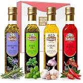 BASSO 1904 Infused Extra Virgin Olive Oil Gift Box Set, 8.5 Fl Oz (250 ml) | Flavored Olive Oil Variety Pack | For Cooking &amp; Dipping | Gourmet Italian Food Gift | Product of Italy