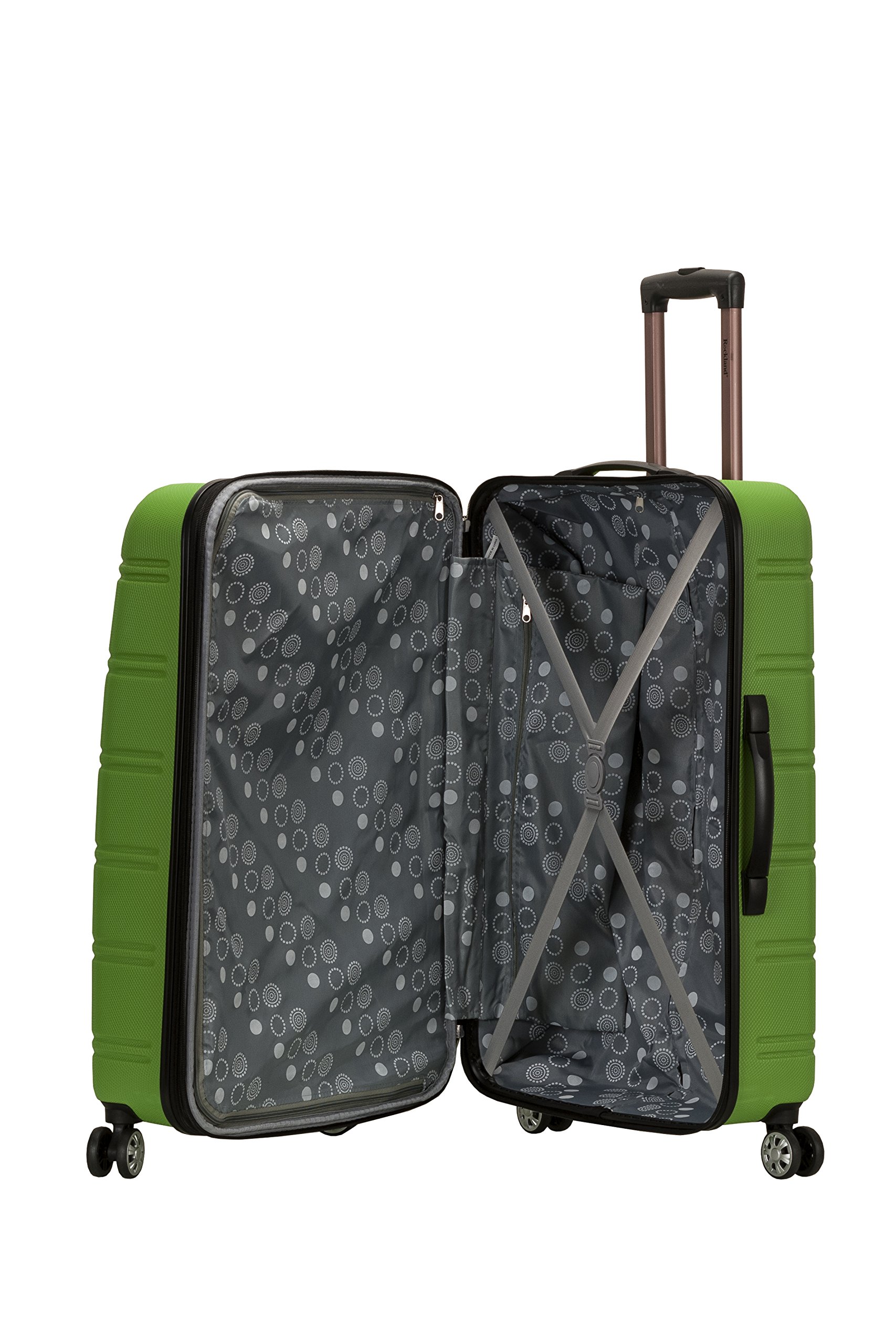 Rockland Melbourne Hardside Expandable Luggage with Spinner Wheels, Green, Checked Large 28