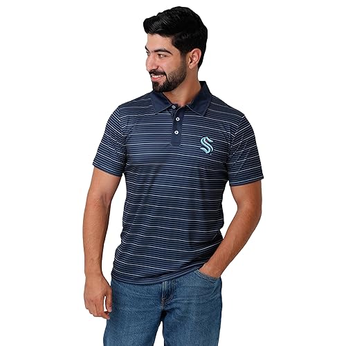 FOCO Men's Standard NHL Logo Polo Short Sleeve Polyester Shirt, Team Color