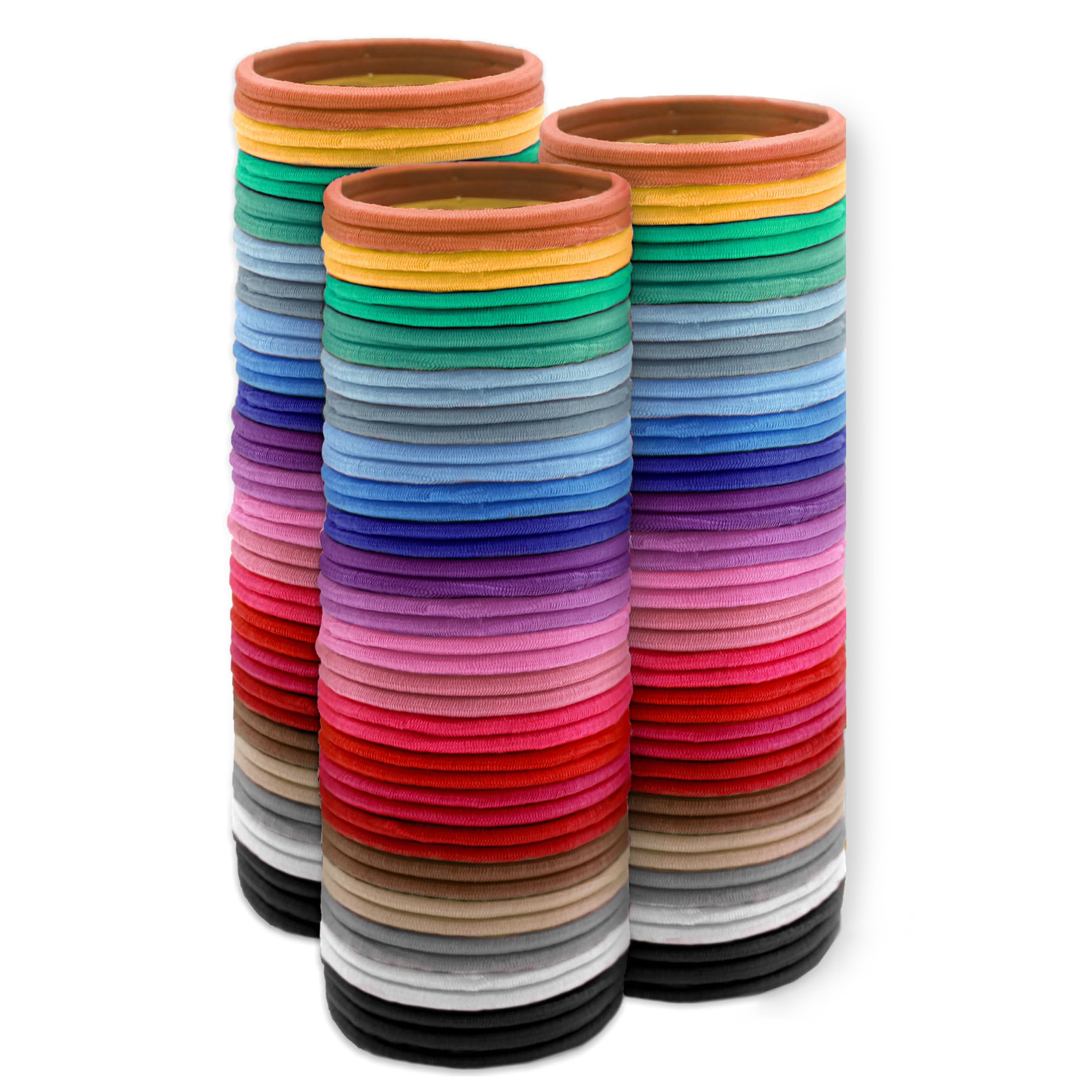 SRODHA Beauty 100 Pack Elastic Hairbands | 4mm Hair Bands Ties Bobbles Ponios Ponytail Holders Styling Accessories for Women Girls | Quality Endless Snag Free No Damage for Thick Hair (Retro Mix)