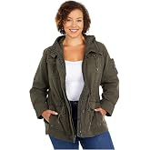 Levi's Women's Lightweight Cotton Military Jacket Coat | 100% Cotton, Adjustable Waist Cords, Adjustable Button Cuffs, Hidden Zip &amp; Button Closure, Layering