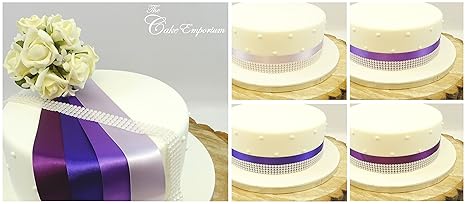 1 Metre Satin Ribbon 35mm 4 Row Pearl Trim Cake Decoration