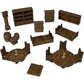Extruded Gaming Miniature Furniture Starter Bundle for Tabletop Role Playing Games, 28mm Scale, Ready to Use Terrain Set for D&amp;D