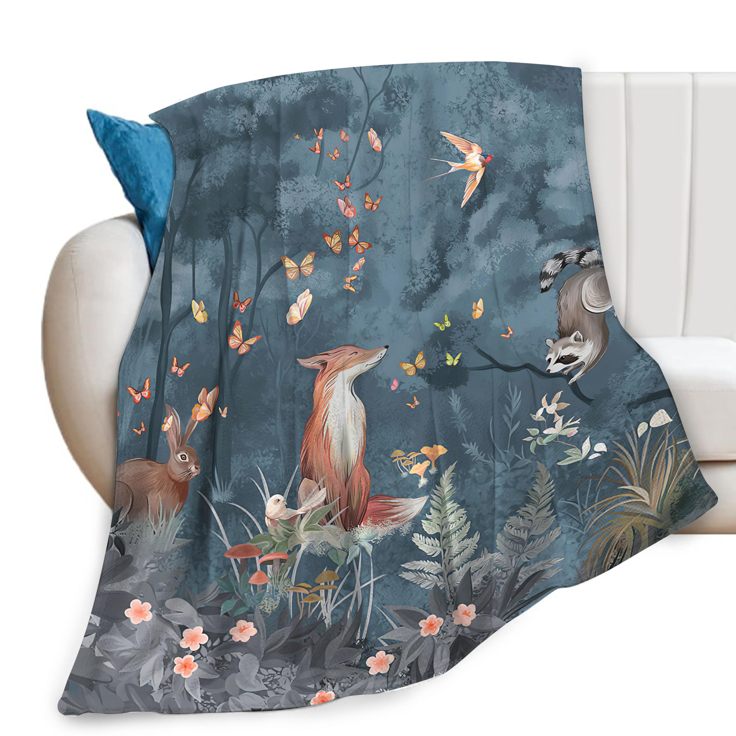 Fox Print Blanket Rabbit Red Panda Forest Animals