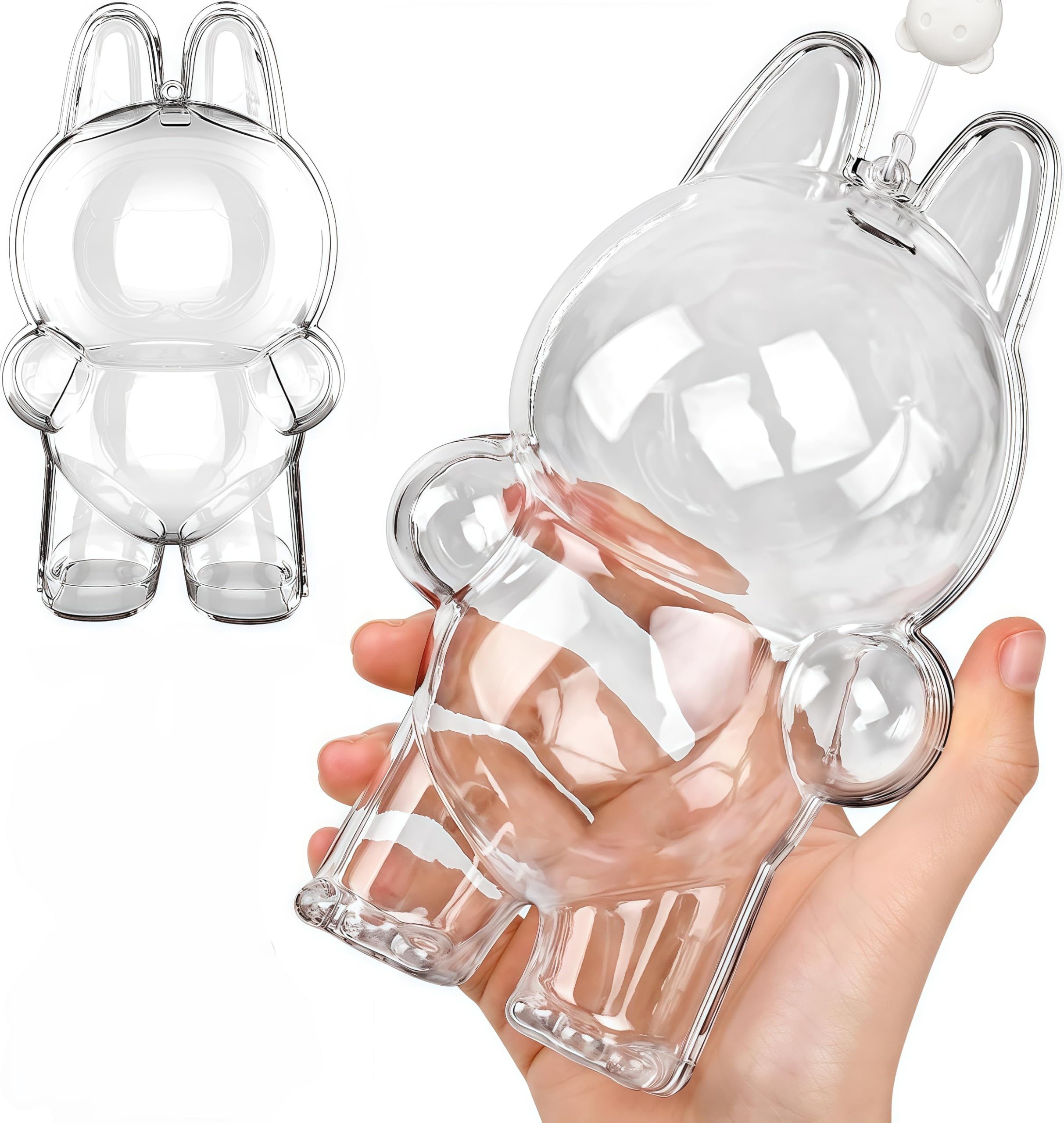 Photo 1 of HD Clear Figure Display Protective Case Compatible with LABUB The Monsters Big into Energy and Let's Checkmate, Fall in Wild,Acrylic Case with Silicone Strap- Standing Case (Doll Not Include)