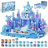 SSAWER Magnetic Blocks, 150PCS Magnetic Building Blocks, Stacking Magnets for Kids, Sensory Toy for STEM Constructions Magnet Blocks for Girls Age 3+, Christmas Birthday Gifts (Snow Castle)
