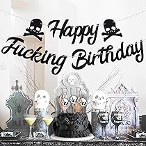 PUNCH ＋EMBOSS   party happy Bday　パンチ Gothic Birthday Decorations Funny Happy Birthday Banner Black