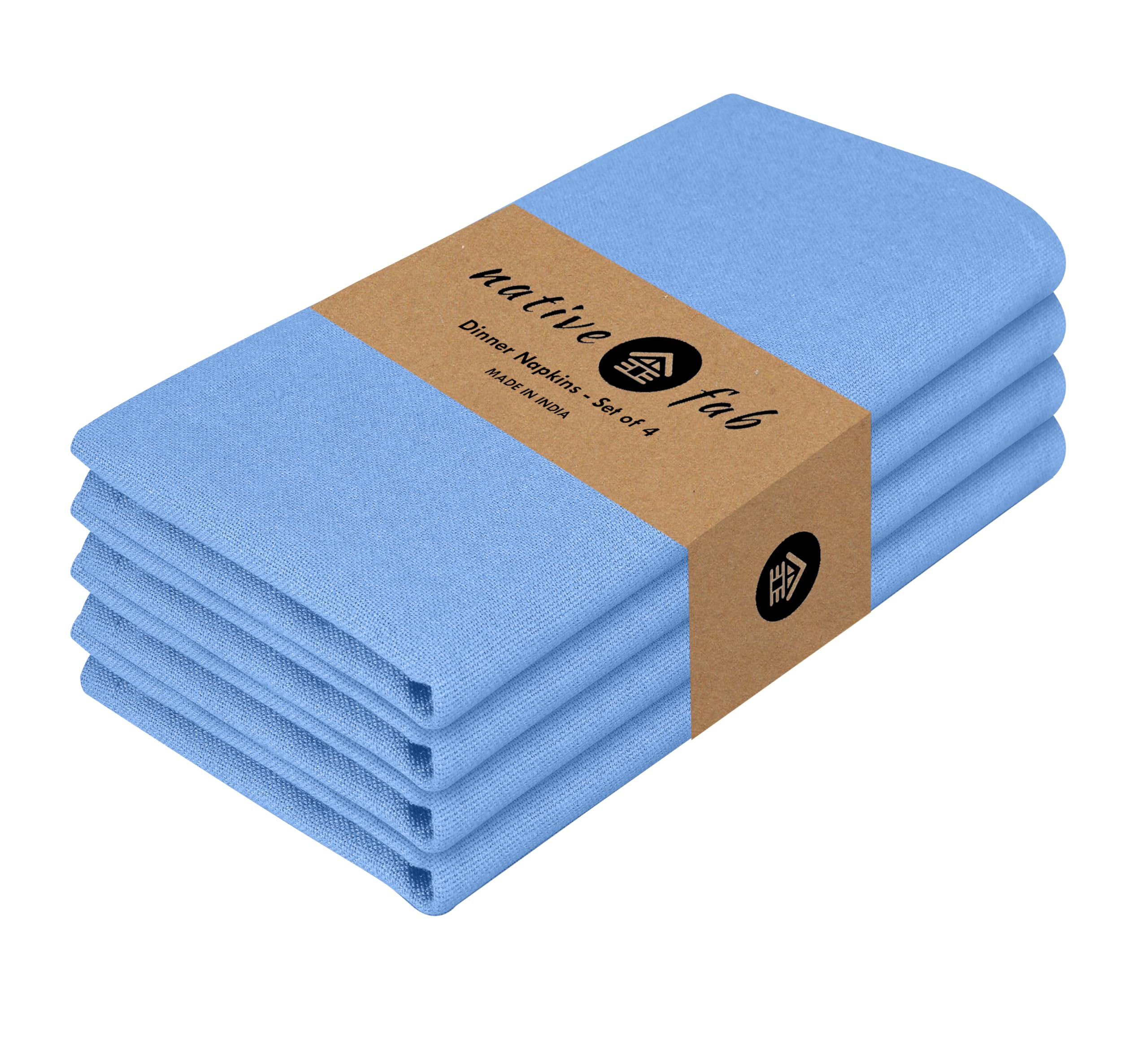 Photo 1 of Native Fab Solid Cloth Napkin Set of 4, 100% Cotton, Washable, Reusable Dinner Cloth Napkin 17x17 inches, Table Decor Napkins for Dinner, Events, Sky Blue