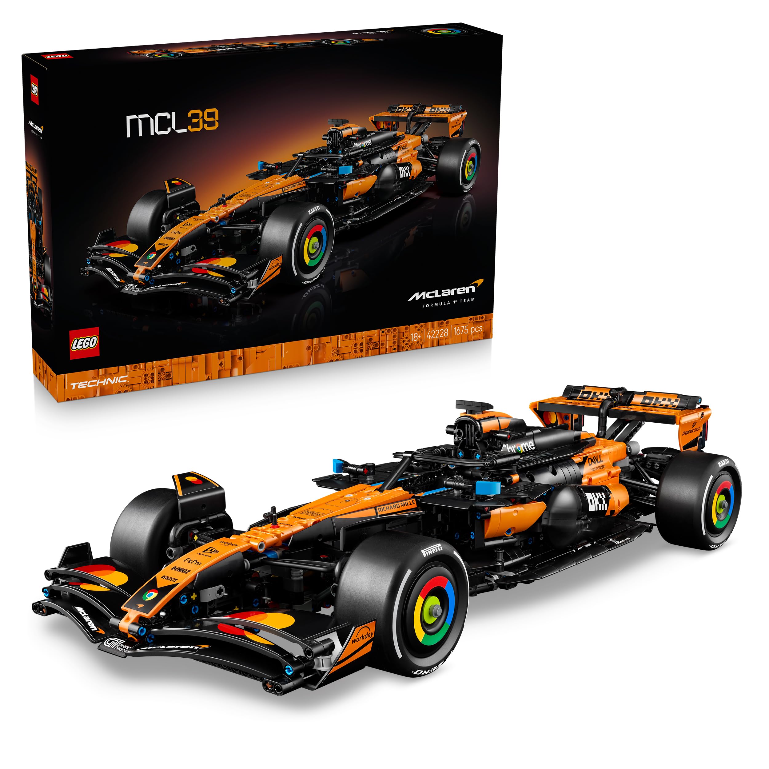 LEGO Technic McLaren MCL39 F1 Rennwagen - Modellbau für Erwachsene - Sammler Set mit V6-Motor, Differential & DRS-Aktivierung - Geschenkidee für Racing- & Motorsport Fans - 42228