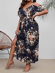 Floerns Women's Plus Size Cold Shoulder Short