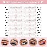 TEUVO Eyebrow Stencil Kit 24 Styles Shaper Beginner Brow Razor Brush Reusable view 3