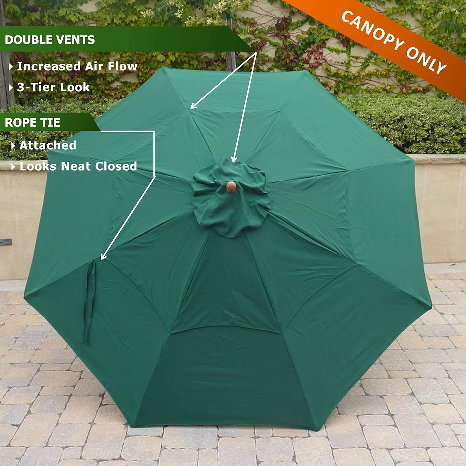 Amazon Com Formosa Covers Replacement Patio Umbrella Canopy 11ft 8 Ribs Double Vented Green Canopy Only Patio Umbrellas Garden Outdoor