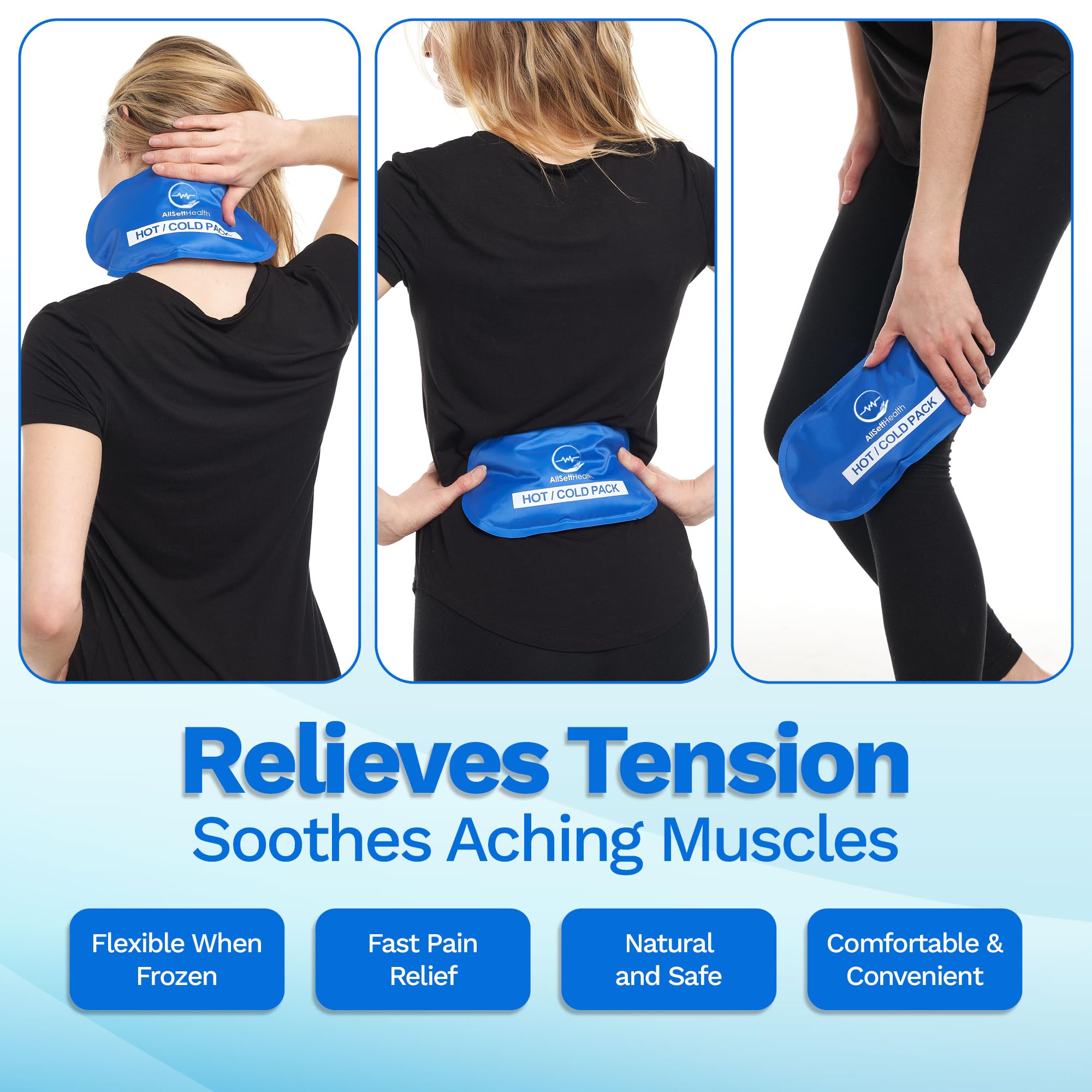 Reusable Hot and Cold Gel Ice Packs for Injuries | Cold Compress, Ice Pack, Gel Ice Packs, Cold Packs for Injuries,10.5 x 5 Inch (4 Pack)