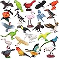 Warmshine 24 Pcs Realistic Bird Animals Figurines Mini Bird Figures Model Eagle Parrot Robin Owl Plastic Bird Figures Toys Fairy Garden Accessories Dollhouse Birthday Cake Toppers