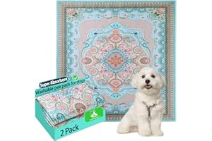 AITMEXCN Washable Pee Pads for Dogs, 24"x24" 2 Pack Reusable Puppy Pads Pet Training Pads, Super Absorbent, 100% Waterproof Dog Pee Pads, Whelping, Housebreaking, Incontinence, for Playpen