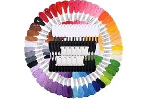 VICOVI 50 Skeins Embroidery Floss Rainbow Colors 30 Skeins White & Black Embroidery Thread for Friendship Bracelet String Cross Stitch DIY String Art with 10 PCS Floss Bobbins
