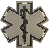 Medical Cross PVC EMS Patch Compatible with Velcro, Tactical Medic Patch for Backpacks, Paramedic, EMT &amp; Combat Use (Grey)