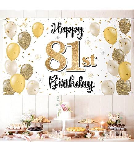 Happy 81st Birthday Banner Backdrop - Purple Balloon Decor, 78" X 47" Party Sign - View #6