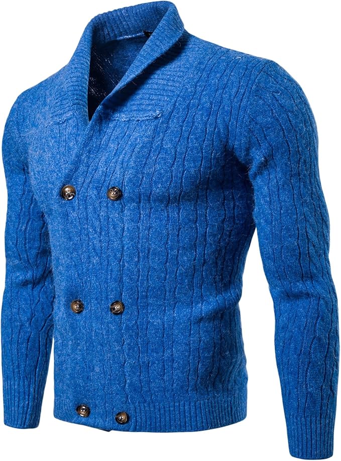 Cipo & Baxx Maglione da uomo con collo sciallato, a maniche lunghe marrone chiaro S