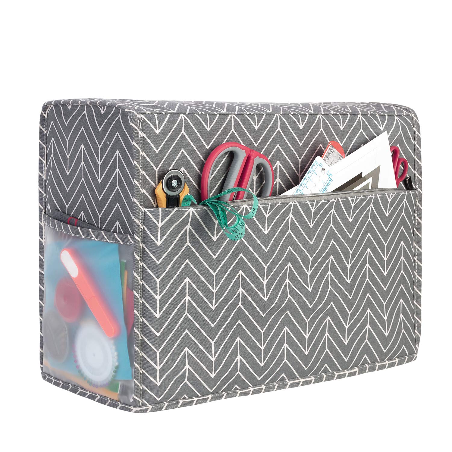 Yarwo Sewing Machine Cover, Dust Cover with Pockets for Most Standard Sewing Machines and Accessories, Ripple