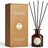 Soréva Mindful Reed Diffuser Set, Premium Plant-Based Oil, Coastal Sage and Sea Salt Breeze, Serene Aromatherapy Home Fragrance, Alcohol Free, Bedroom & Office, Luxury Gift Set, 7 Sticks, 4.39 fl oz