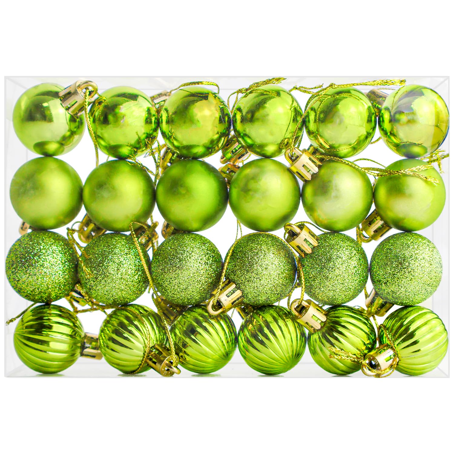 24 Pieces Christmas Tree Decoration Pumpkin Baubles Mini Christmas Balls 3CM Baubles for Xmas Halloween Hanging Decorations, Green Bauble