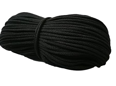 Kordel Garn Baumwollkordel Baumwollschnur Baumwollgarn Schnur 5mm für makramee BW-Kordel (Schwarz 50 Meter)