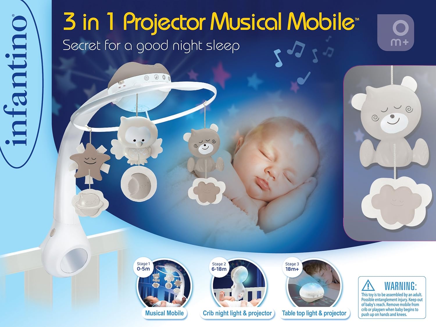 infantino 3 in 1 musical soother & night light projector