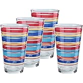 Officially Licensed Fiesta Stripes 16-Ounce Tapered Cooler Glass (Set of 4) (Bright Stripes Collection)
