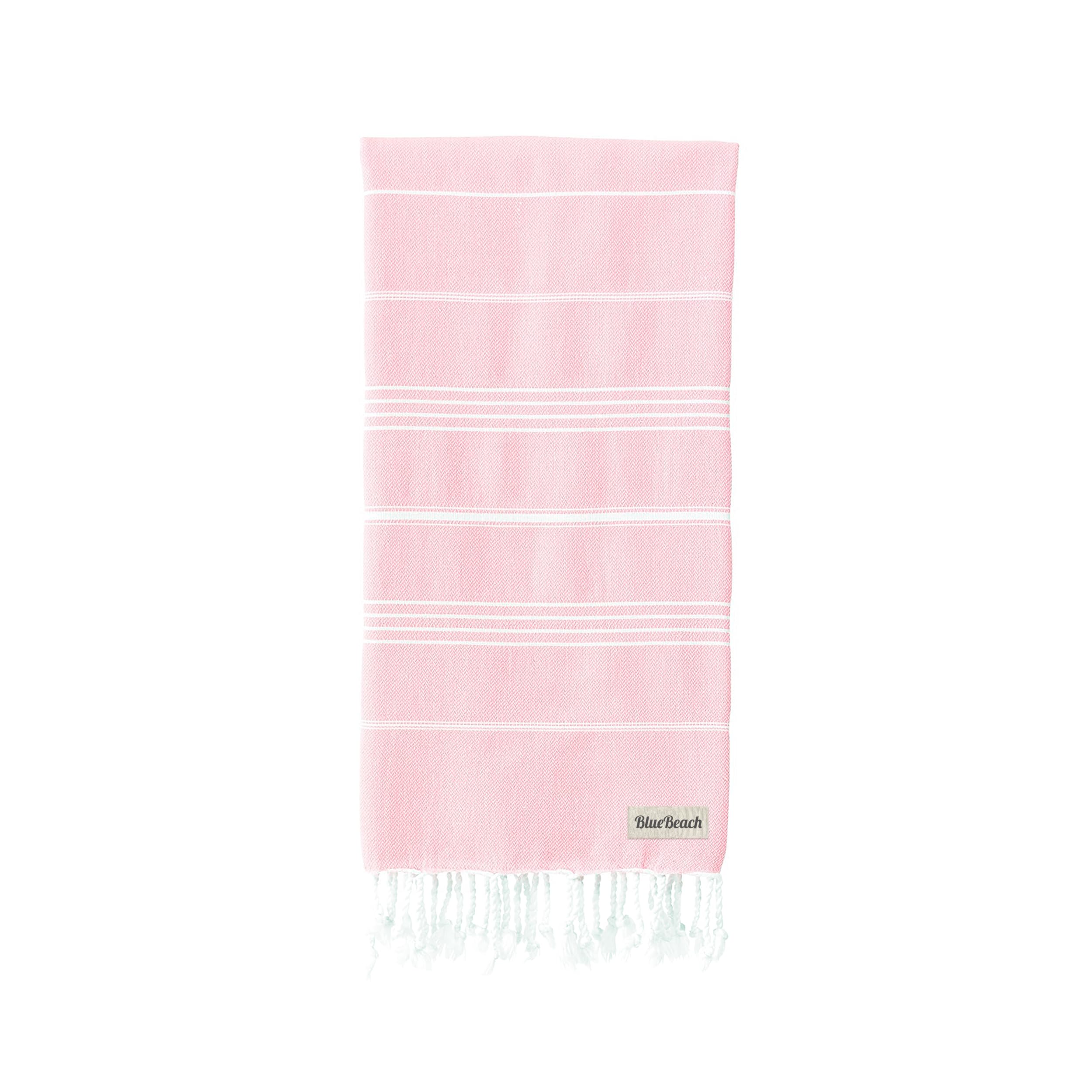 Blue Beach Turkish Towel - 100x180cm Large Turkish Hammam Peshtemal Towel - Super Absorbent, Quick Dry, Sand Free, Lightweight, Compact Towels for Swimming, Bath, Gym, Sauna and Travel (Pink) — image 1