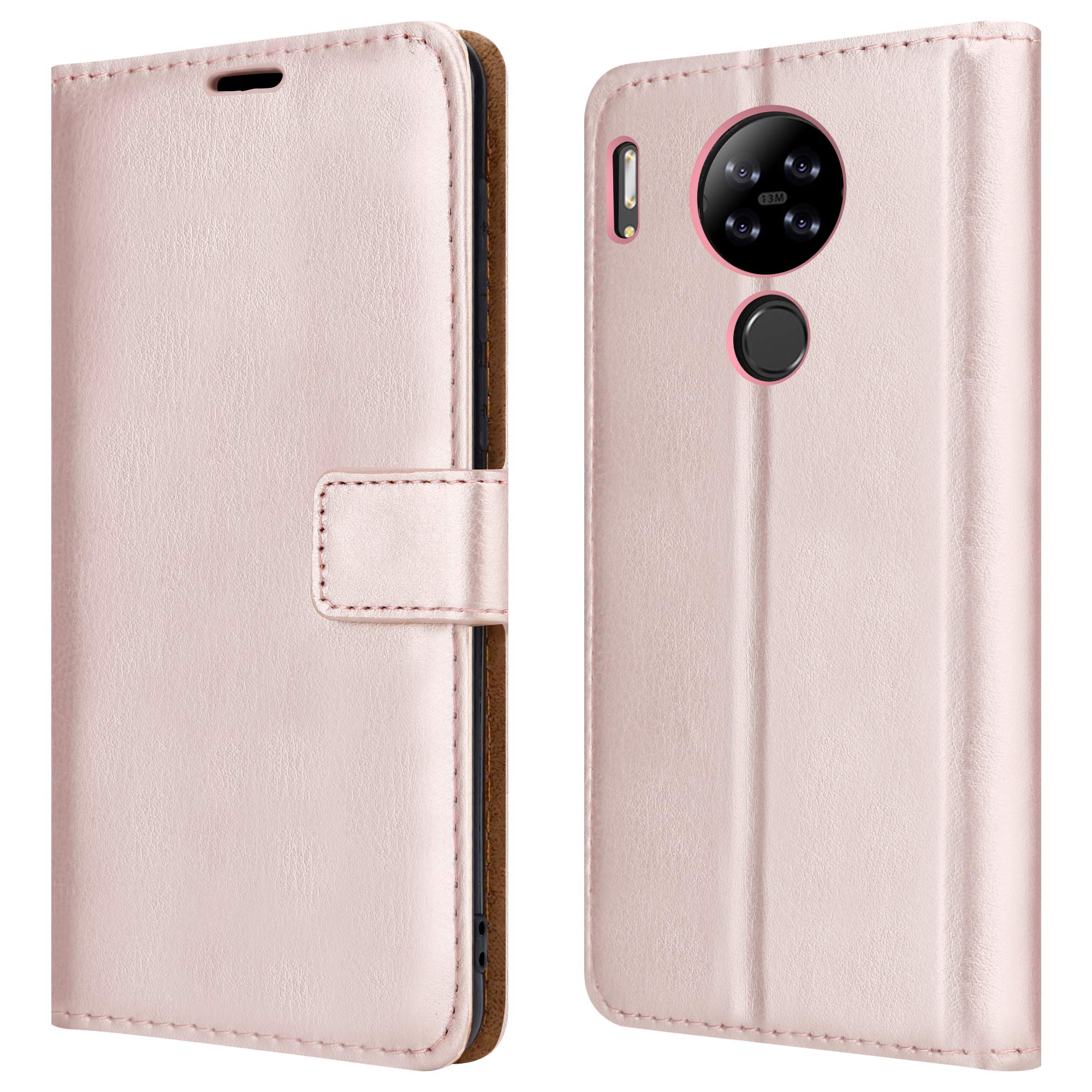 PIXFAB For Blackview A80 Leather Phone Case, Magnetic Closure Full Protection Book Folio Design, Wallet Case Cover [Card Slots] and [Kickstand] For Blackview A80 (6.21") - Rose Gold