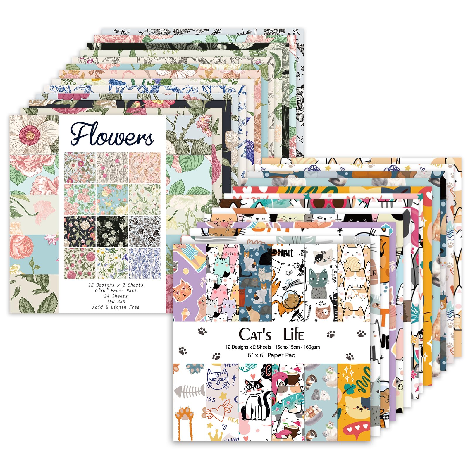 48 Sheets 24 Designs Scrapbook Paper