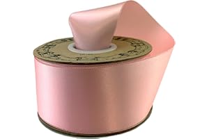 GIFTWRAP ETC. Light Pink Satin Fabric Ribbon - 2" x 50 Yards, Valentine's Day, Easter, Garland, Gifts, Wreath, Gift Bow, Birthday, Gender Reveal, Baby Shower, Fundraiser, Breast Cancer Awareness, Christmas