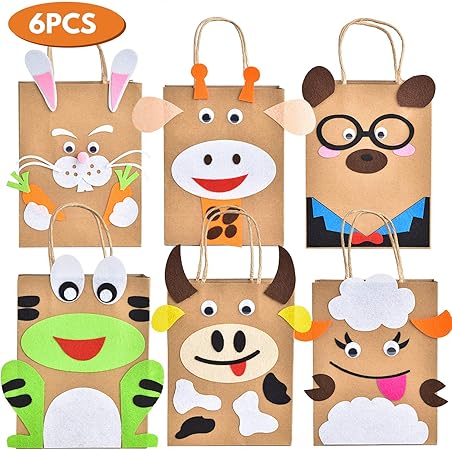Herefun 6 Pcs Sacs Cadeaux De Paques A Fabriquer Et Remplir Sacs En Papier Kraft A Remplir Diy Sachet Papier Pour Anniversaire Mariage Paques Et Celebrations De Fete Amazon Fr Cuisine Maison