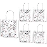Lonfliness 12Pcs Baseball Clear PVC Gift Bags With Handles Bulk Sport Theme Goodie Treat Candy Bags Baseball Team Present Wrap Tote Bag for Boys Birthday Party Favor Baby Shower Decorations Supplies