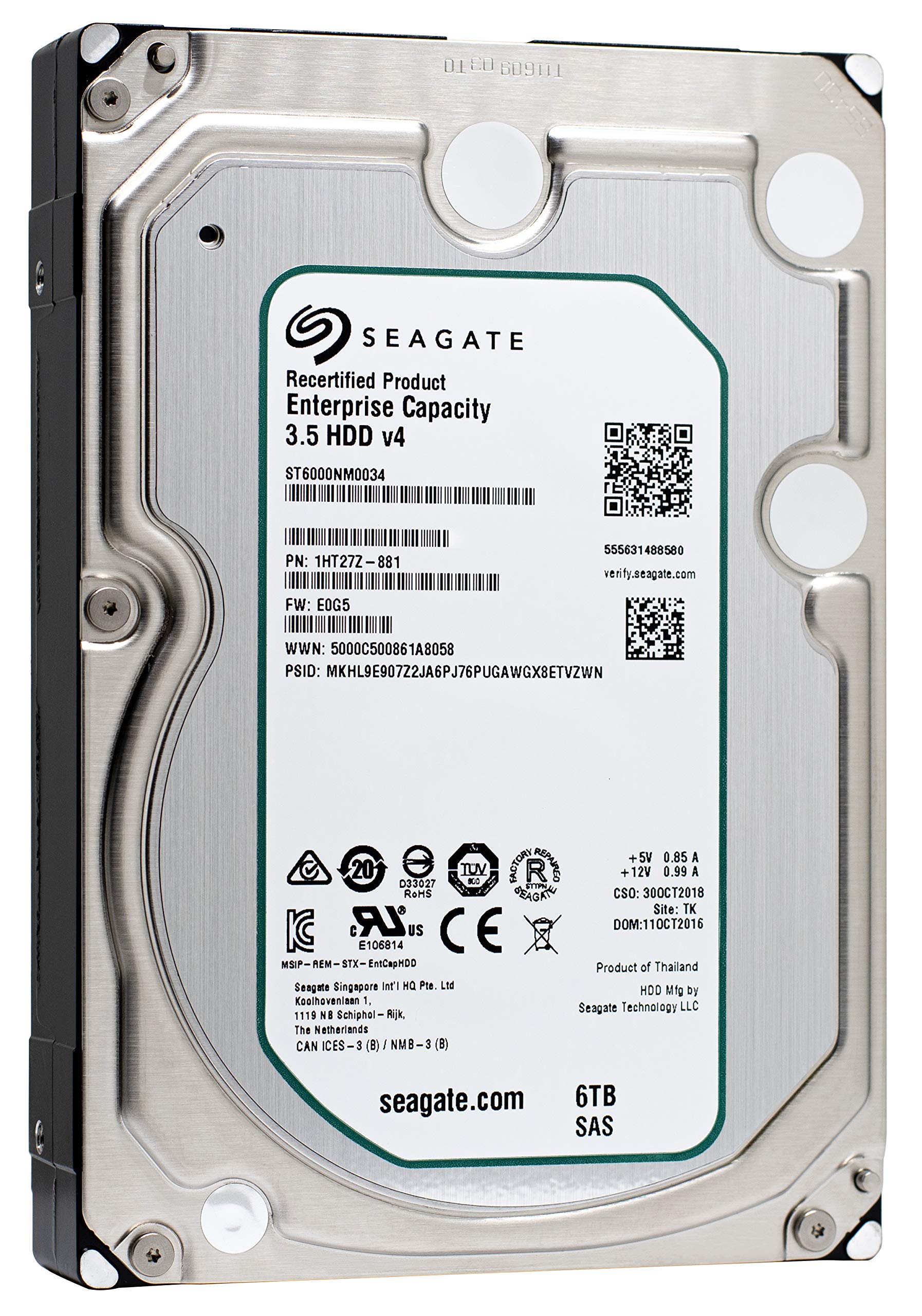 Photo 1 of Seagate Enterprise Capacity 3.5 HDD| ST6000NM0034 | 6TB 7.2K RPM SAS 12Gb/s 128MB Cache 3.5' | 512n | Enterprise Hard Disk Drive for Hyperscale Applications (Renewed)