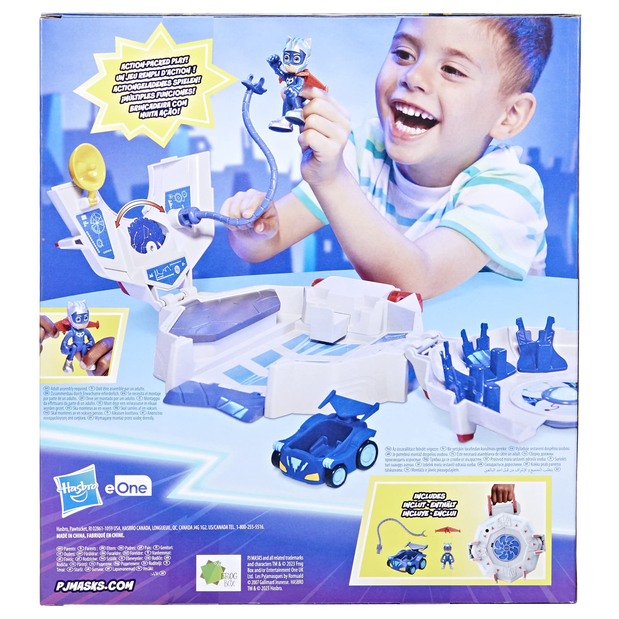 PJ Masks Power Heroes PJ Power Q Playset, Headquarters Set with Car and Figure, Superhero Toys for 3 Year Old Boys and Girls and Up