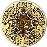 Greenwich Bay Trading Company Botanic Body Butter with Shea Butter and Cocoa Butter, Almond Scent, 8oz Tub