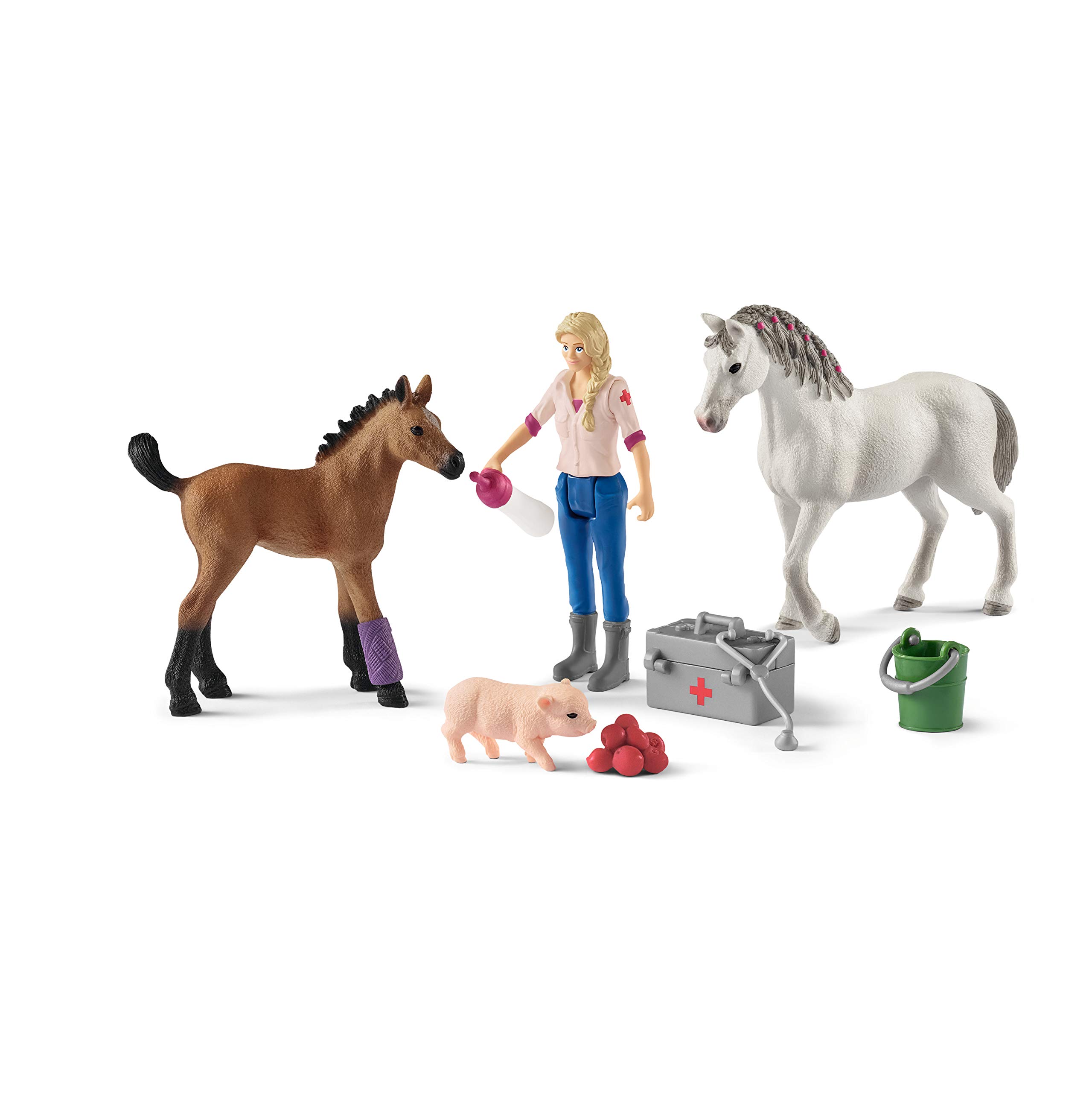SCHLEICH 42486 Vet visiting mare and foal