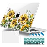 Lepeoac Case for MacBook Air 15 Inch 2025 2024 2023 Release M4 A3241 M3 A3114 M2 A2941, Hard Shell with Screen Protector & Keyboard Cover, Compatible with Touch ID, Sunflowers